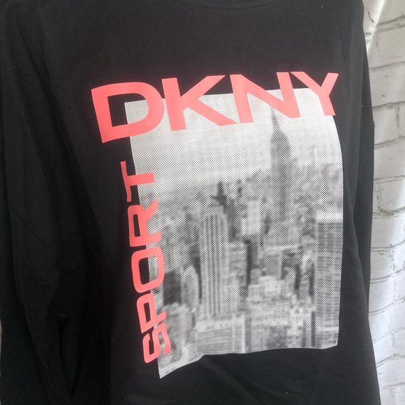 DKNY Sport Black Graphic Crewneck Pullover, Pink & White Decals, Multiple Sizes! - Picture 3 of 12